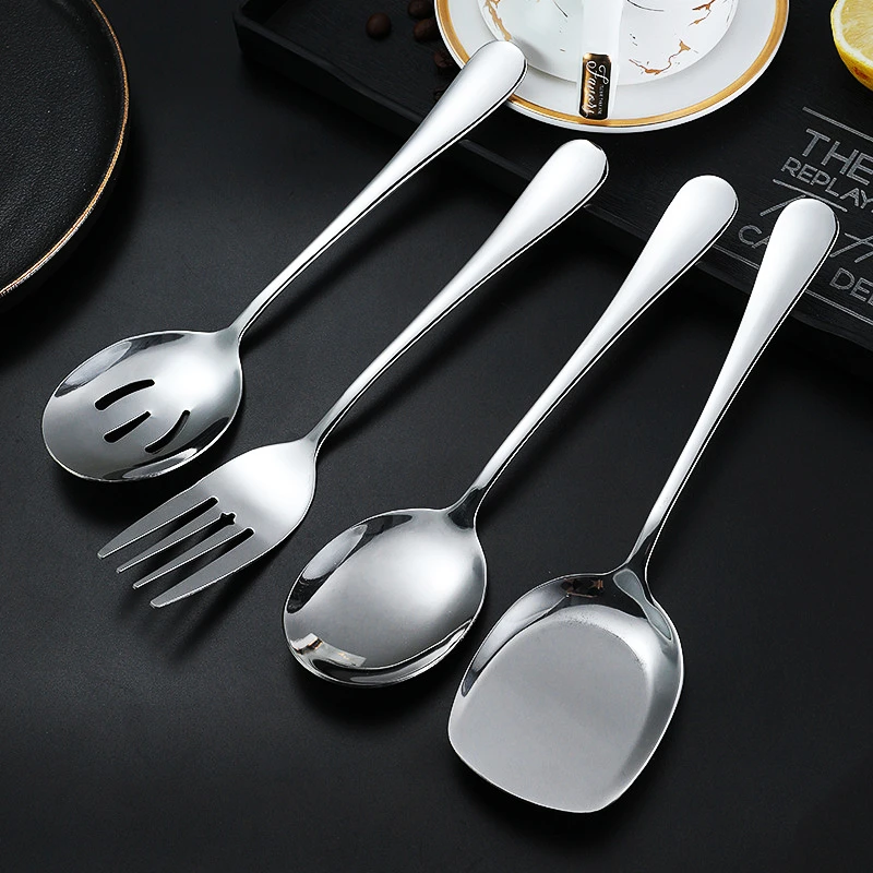 Description Picture 3 of itemStainless Steel Serving Spoon and Fork Chopsticks Cutlery Sets for Buffet Long Handle Home Dinnerware Tableware Kitchen Utensils