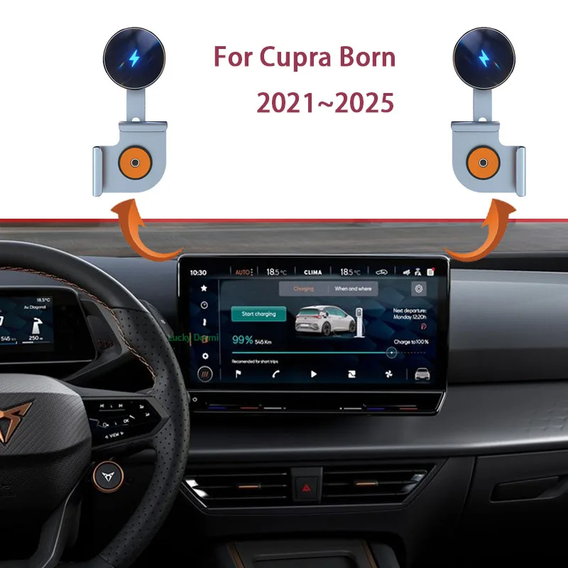 Car Phone Holder Display Fixed Magnetic Suction Wireless Charging Stand Aluminum Alloy Base Mounts for Cupra Born
