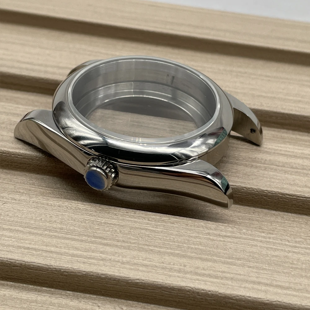 41mm Stainless Steel Polished Sapphire Glass Case Case Back Through Bottom Fitting Fits NH35 NH36 Movement