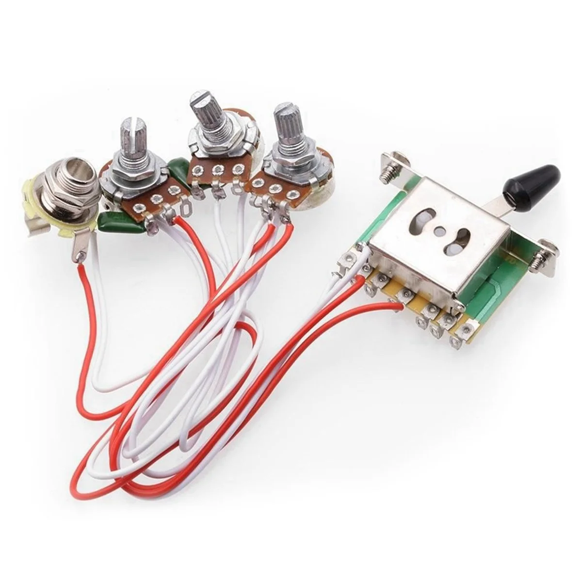 BAAU 4X Pots for Strat Guitar PreWired 1 Volume 2 Tone Control 5 Way Switch 3-500K Pot