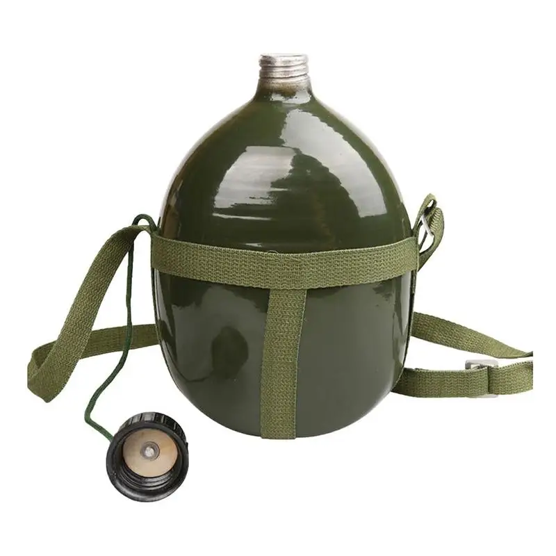 Military Type 87 Aluminum Kettle Convenient Large Capacity Survival Water Bottle Canteen Kettle for Outdoor Camping Travel Sports Water Bottle Portable Water Bottle