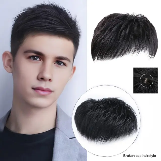 Gray Men Synthetic Wig Natural Looking Daily Fake Hair For Male Short  Straight Black Wigs Costume Party Heat Resistant 1
