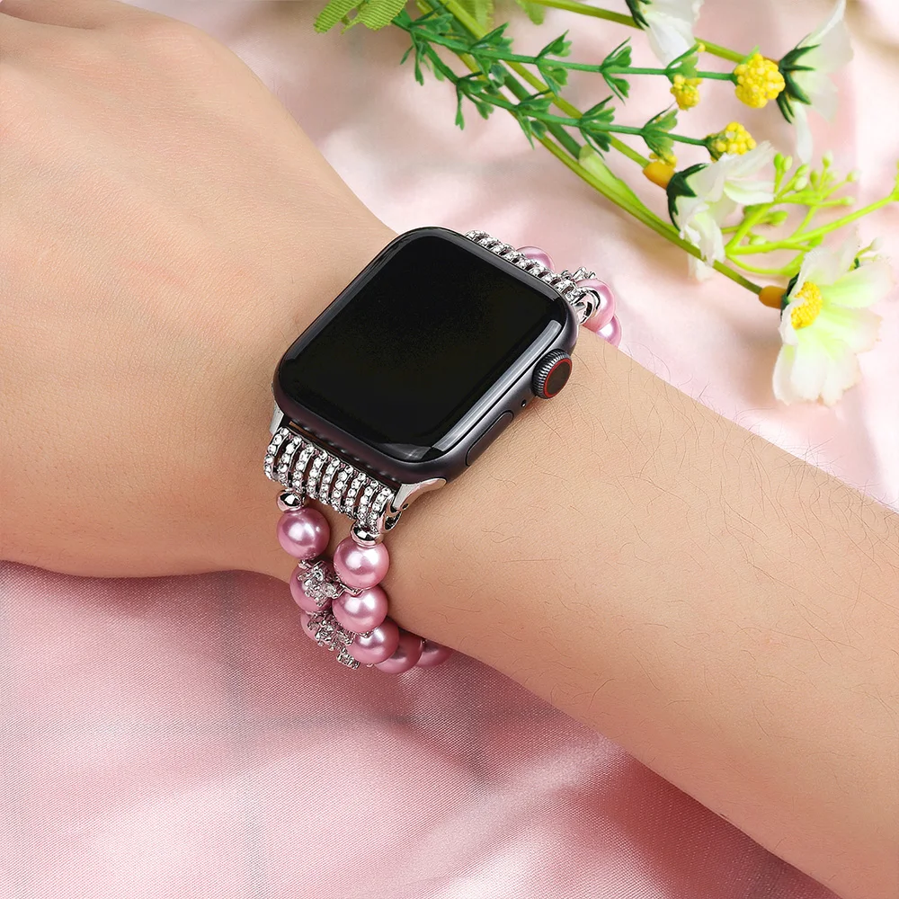 Jewelry Diamonds Elastic Strap for Apple Watch Band 8 7 45mm 41mm  Women Bracelet for iWatch 6 5 4 3 SE 44mm 42mm 40mm 38mm Belt