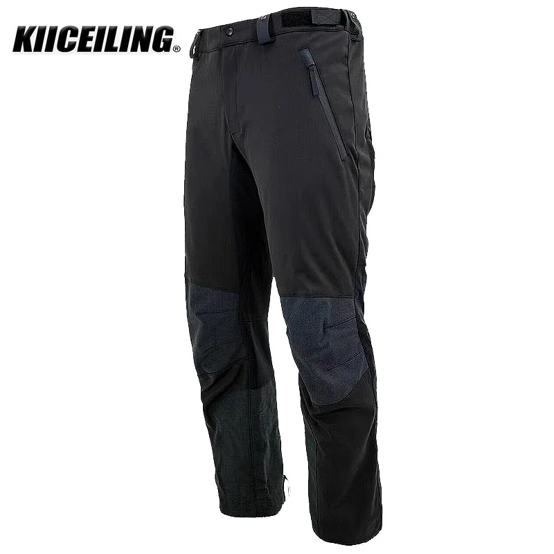 KIICEILING 남성용 하이킹 바지, 블랙 전술 바지, 소프트 쉘, 겨울 따뜻한 방수, 사냥, 낚시, 등산 카고 바지, ISG2.0