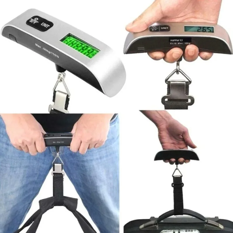Digital Luggage Scale 110lbs/50kg - Portable Handheld Suitcase Weigher with LCD Display & Overload Alarm for Travel Accessories