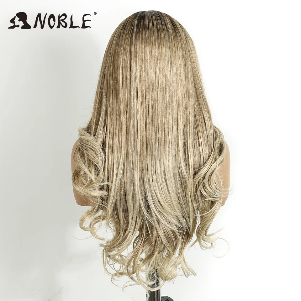 Noble HD Transparent 13X4 Lace Body Wave Ombre Blonde Highlight Wigs 24 Inch Baby Hair Lace Frontal Wig Wave Lace Wig For Women