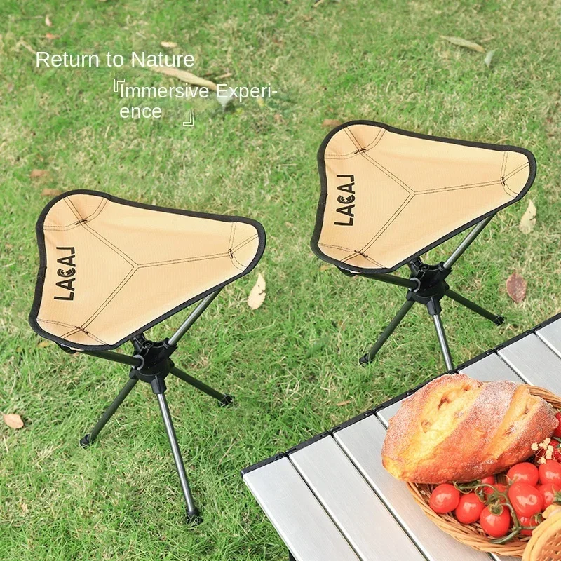 Portable Outdoor Leisure Folding Small Mazar Super Light Aluminum Alloy Rotating Triangle Fishing Camping Bench Chair