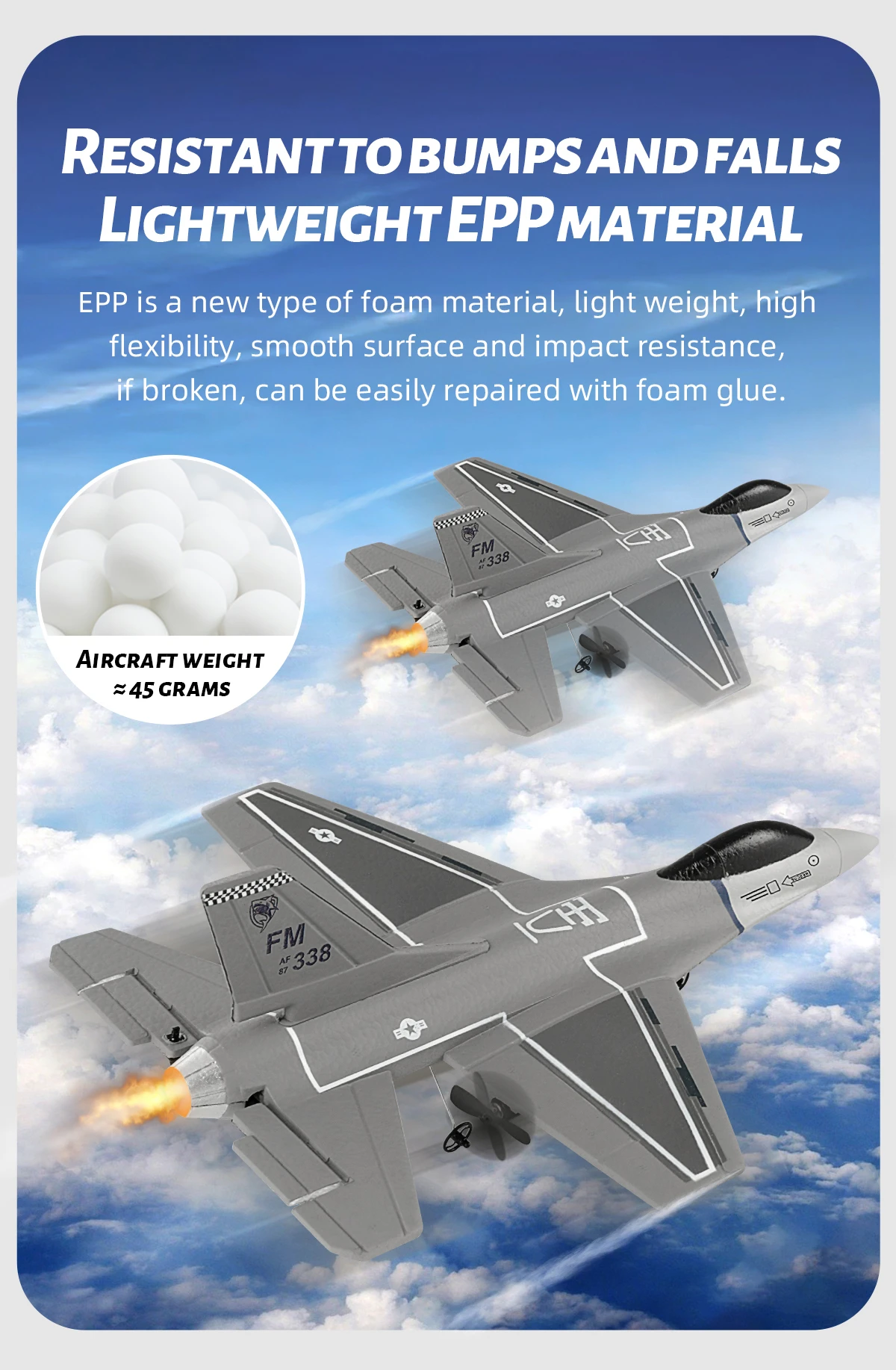 F16 Rc Glider 3ch Airplane With 6-axis Self-stabilization System_voghion.com