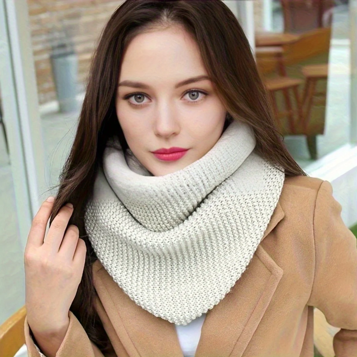 Women's Elegant Scarf -  Breathable Thick Warm Infinite Loop Scarf for Casual Weekend Outings, Hand Washable, Winter Accessories - 5