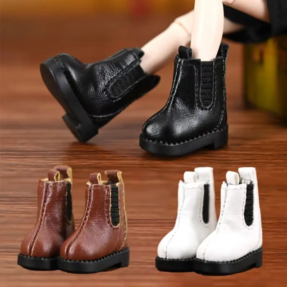 1pair Pretend Play Ob11 Doll High Top Shoes Casual Shoes Cute Outfit Doll Leather Shoes Boots Black Brown Handmade