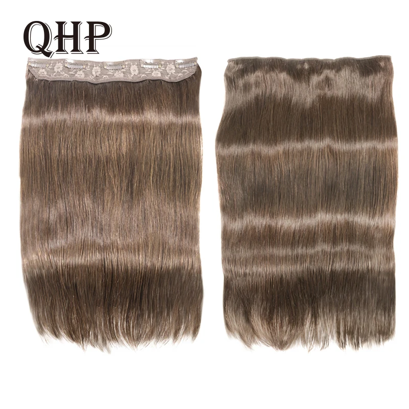 Clip In One Piece Hair Extensions Remy Human Hair Natural Brazilian Human Fusion Extensions 10 Inches With 5 Clips 70G