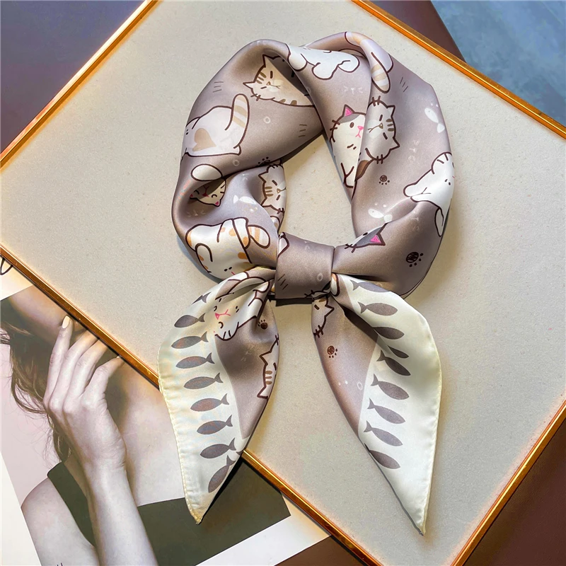 

Luxury Design Silk Satin Scarf Women Print 70cm Neckerchief Hijab Ladies Hair Hand Wrist Head Scarves Shawl Wrap Bandana New