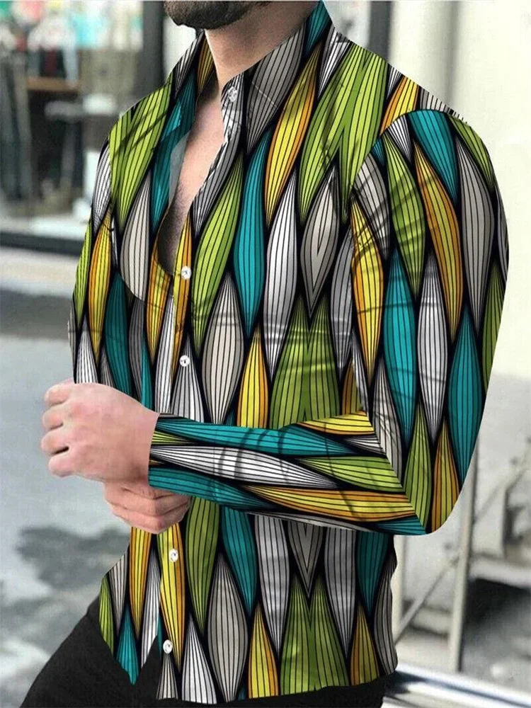 Description Picture 5 of itemFashion New Graphics New 2023 Men's Formal Party Shirt Premium Material Plaid Lapel Casual Formal Street Top Small Oversized