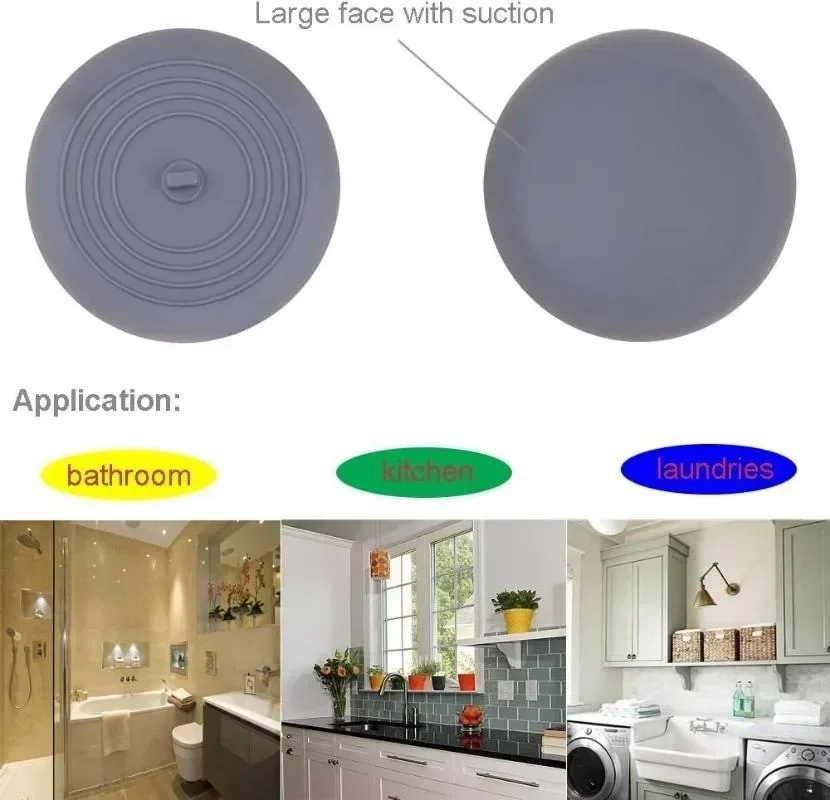 6 Inches Large Silicone Drain Plug Hair Stopper Flat Suction Cover Tub Stopper Leakage-proof Drain Cover Bathroom Accessories 3