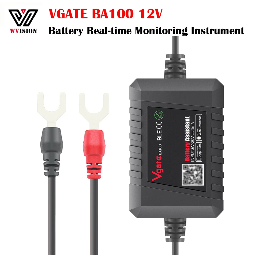 Vgate BA100 자동차 배터리 테스터, 12V 자동차 배터리 어시스턴트, BT4.0, 안드로이드 IOS 시스템, 휴대폰, 자동차 분석기, 수리 도구