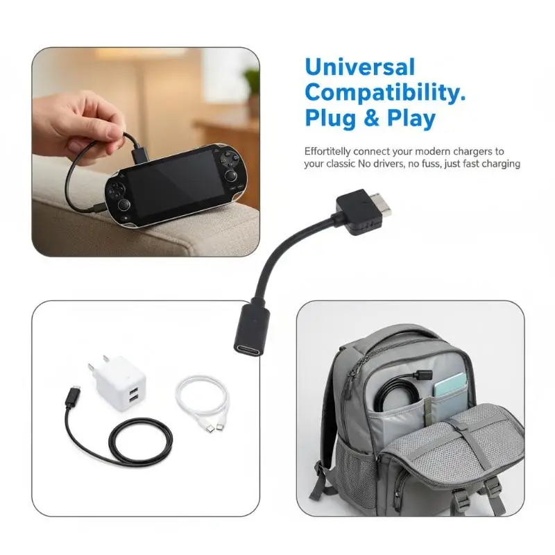 새로운 1/3Pcs PD USB C 케이블 Vita1000 컨트롤러 충전 어댑터 유형 C LED 변환 코드 P S Vita1000 콘솔 파워용