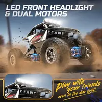 DEERC DE45 RC Car: 1:14 4WD Monster Truck, Metal Shell, 2 Batteries, 90 Min Play, 2.4GHz, LED, Rock Crawler 2