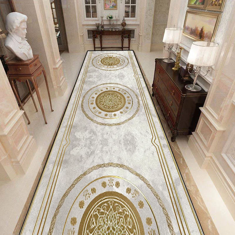 Luxury Marble Corridor Carpet Hotel Hallway Runner Decoration Rugs Living Room Aisle Washable Non-slip Floor Mat Customizable 2