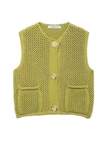 Women Fashion Sleeveless Coarse Needle Knitting Vest Sweater Female Chic Big Pockets Patch Buttons Cardigan Waistcoat Tops - Image 5
