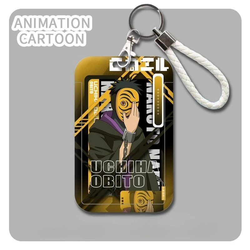 Naruto & Sasuke Cartoon Card Holder with Anti-Loss Case and Pendant