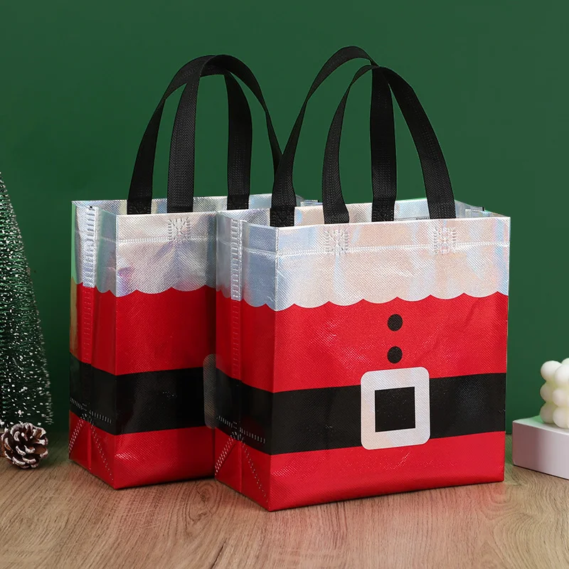 5/10Pcs Christmas Gift Wrapping Bag Santa Claus Non-Woven Tote Bag 2025 Christmas Decoration For Home New Year Kids Gift Favors