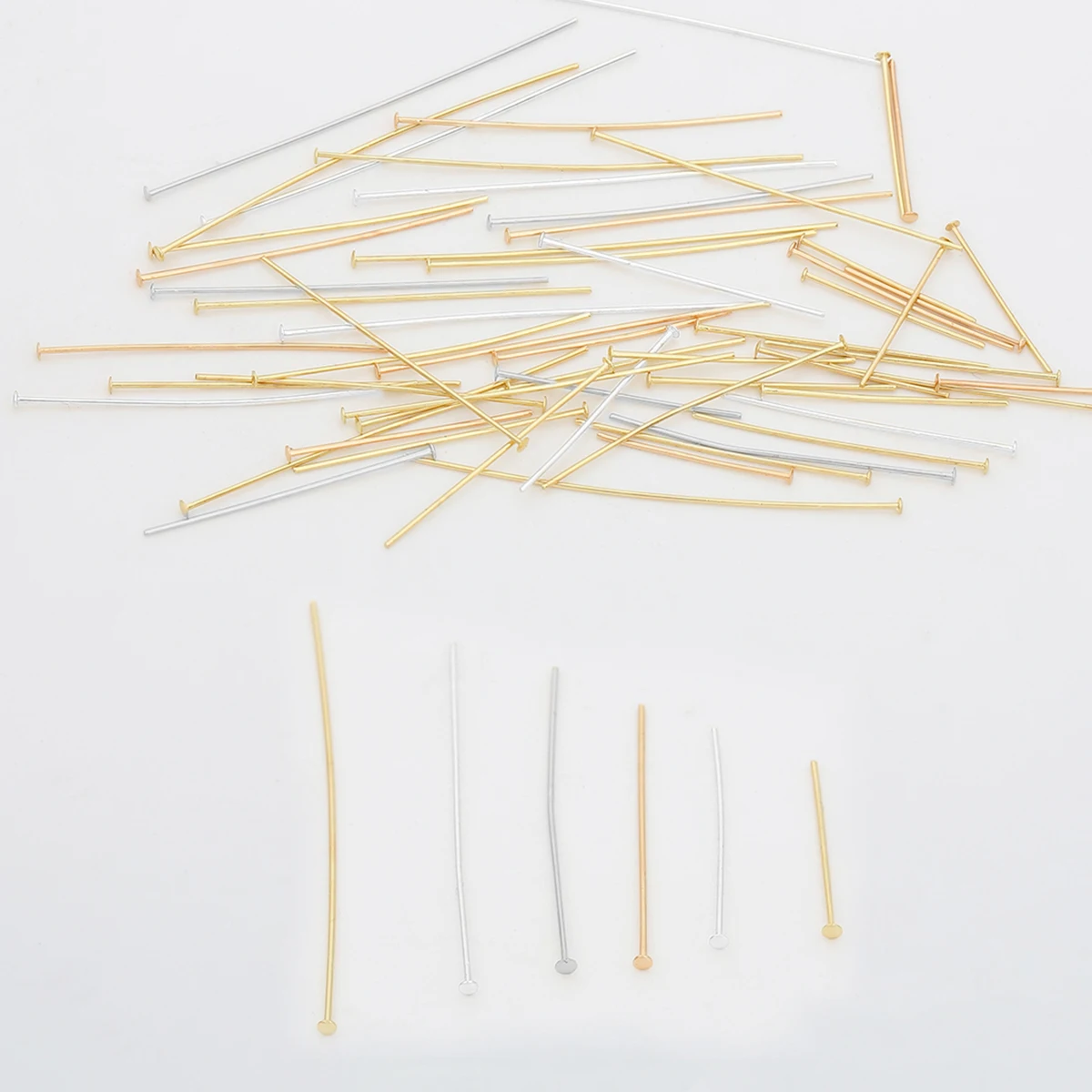 

10pcs 14K Gold/Silver/Rhodium Plated 20-50mm Flat Head Pins For Jewelry Making Supplies Beading Pins For DIY Handmade Jewelry