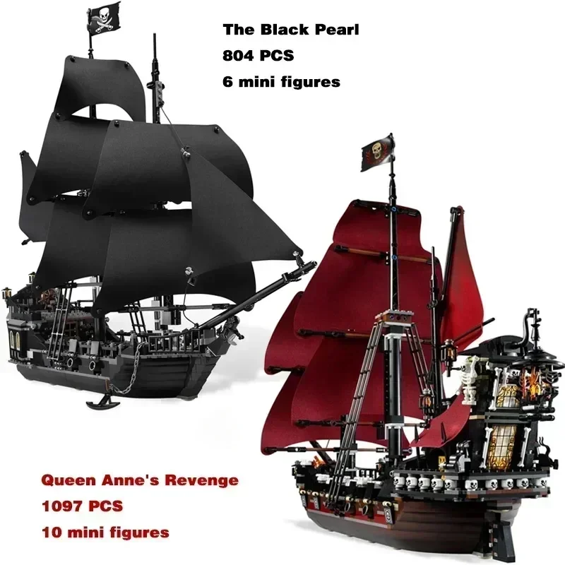 

Pirates The Black Pearl And Queen Anne's Revenge Ship Building Block Bricks Toy Birthday Christmas Gift Compatible 4195 4184