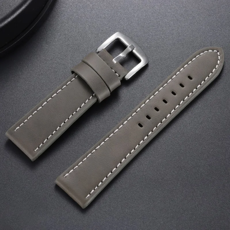 Premium Genuine Leather Watchband with Vintage Stitching – Universal Sport Strap