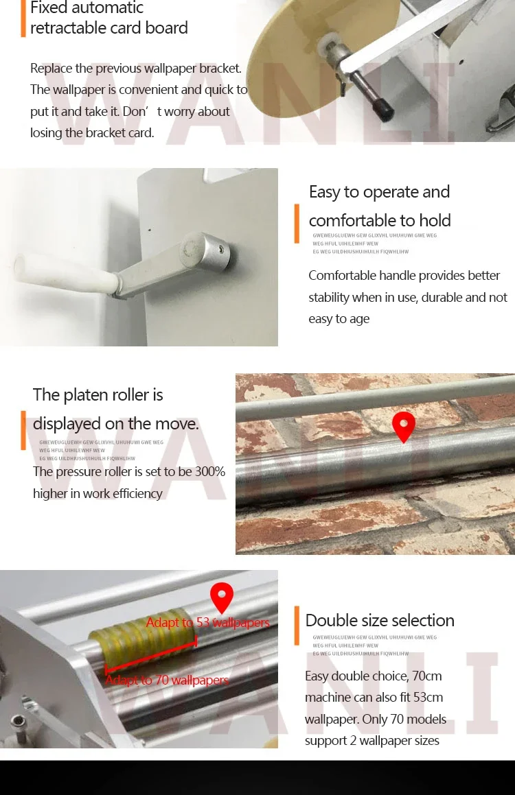 220v New 53cm Household Wallpaper Gluing Machine Manual Gluing Stainless Steel P