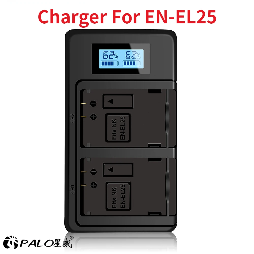 Caricabatteria Usb Lcd Palo En El25 En-El25 Enel25 Per Nikon Z50 Zfc Z30 Mh-32