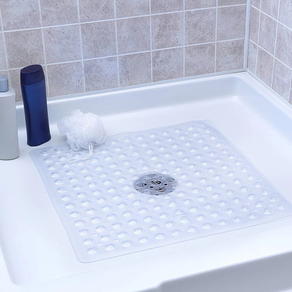 

Practical Firm Shower Mat Non Slip Eco Friendly Anti Mould Odorless Suction Cups Protect Bathroom Tensile Resistance Solid