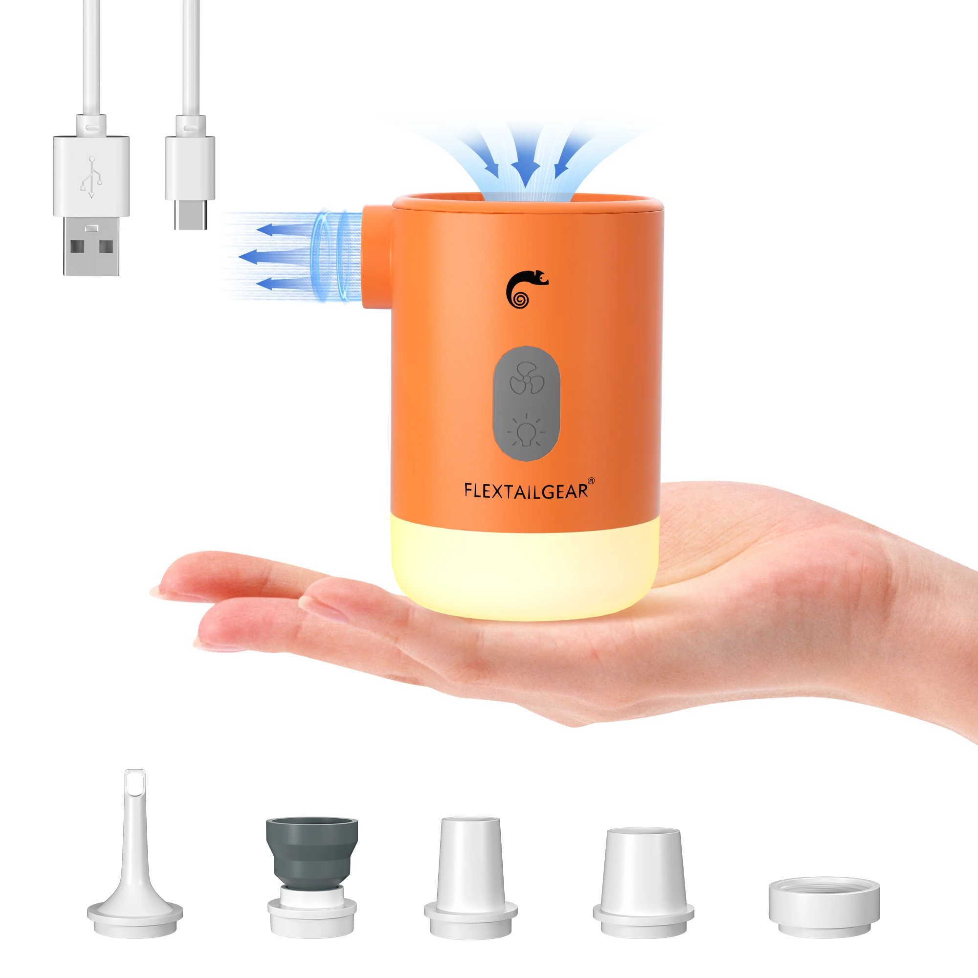 Portable Air Pump Electric Inflator with Camping Light and Emergency Power Supply for Outdoors