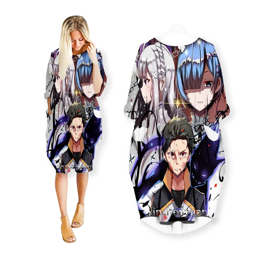 

xinchenyuan New Anime Re:Life in a different world from zero 3D Print Fashion Dresses Casual Mid-length Dress Women Clothing R21