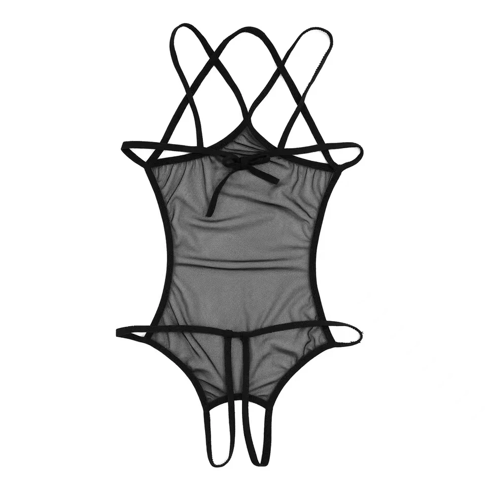 Women Mesh Exotic Teddies Lingerie Exposed Nipples Cups Open Crotch See-through Crotchless Catsuit Leotard For Clubwear Costumes women underwear sexy lingerie