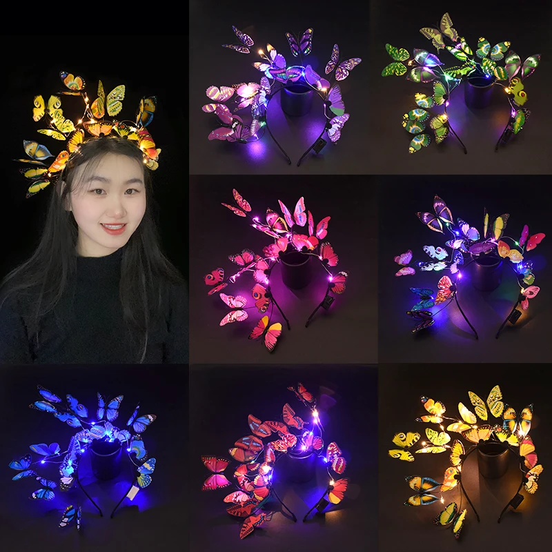 

1piece LED Luminous Butterfly Hair Hoop Birthday Party Baby Shower Girl Hair Accessories DIY Wedding Photography Bridesmaid Gift