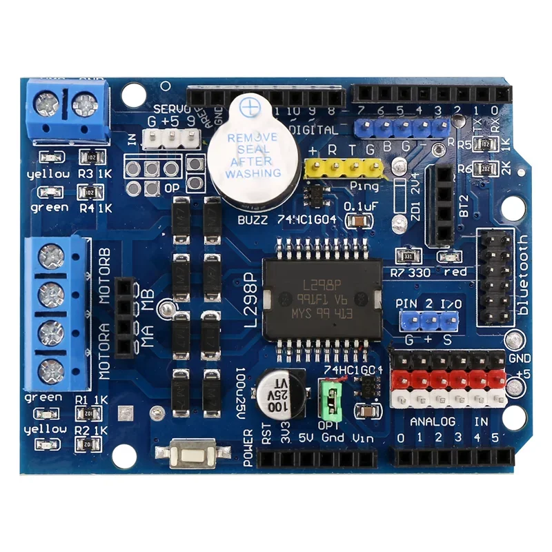 Shield Moteur L298P Pour Arduino – Driver 2A Double Pont En H, Compatible UNO R3 Et 2560
