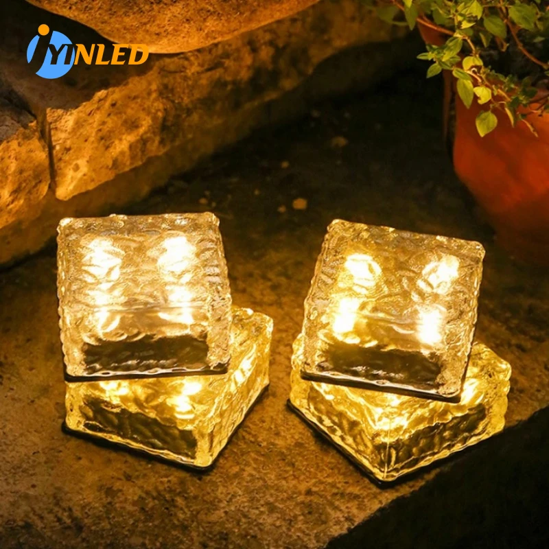 Solar Brick Lights Solar Ice Cube Lights Landscape Path Lights Outdoor Waterproof Lamp for Outdoor Garden Courtyard Pathway