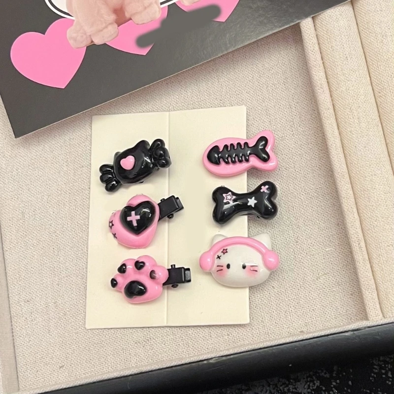 Gothic Mini Kunststoff Haarspange Haarspangen für Frau Y2K Mädchen Kopf Knochen Herz Haarnadeln Haarschmuck_voghion.com