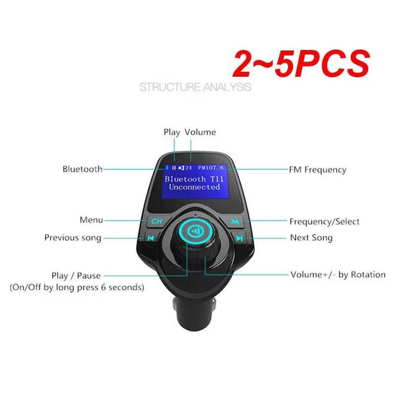 

2-5 шт., автомобильный беспроводной Bluetooth MP3-плеер с ЖК-дисплеем