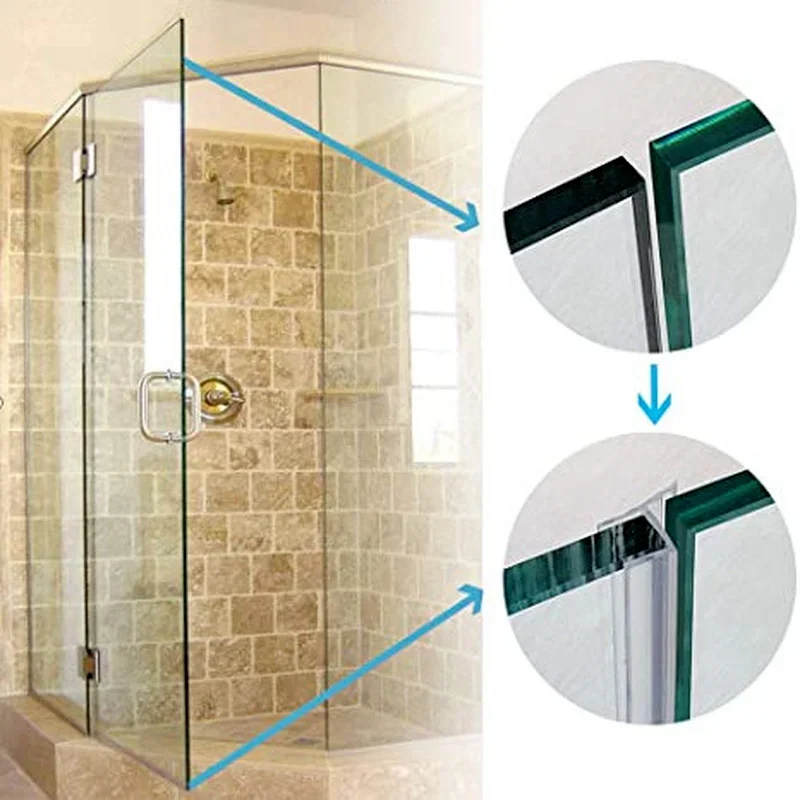 2PC Frameless Shower Door Side Seal Strip 6/8/10/12mm gap sealer PVC Glue-free Waterproof Sealing Weatherstrip Bathroom Hardware Door Seal Strip Sealing Strip Tape Sealing Strip Rubber Door Weatherstripping Door Weatherstripping Shower Door Seal Shower Water Barrier Rubber Shower Seal