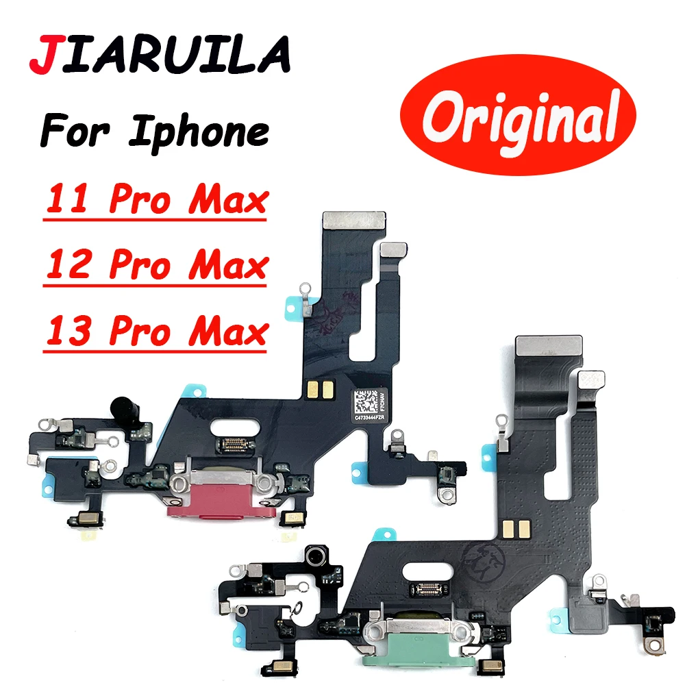 

1pcs Original For iPhone 11 12 13 Pro Max 12 Pro USB Charging Port Board Flex Cable Connector Microphone Module Black and White
