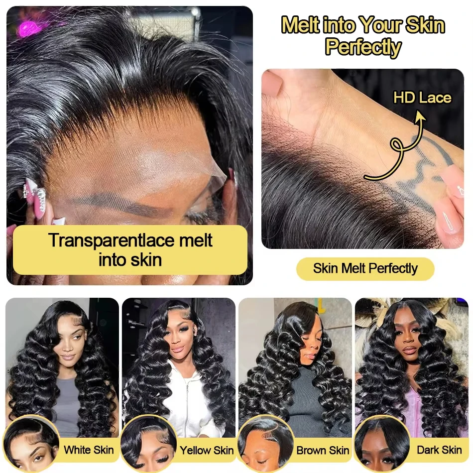 18-42 Inch Loose Wave 13x4 13x6 HD Lace Frontal Wig Human Hair Brazilian Loose Deep Waves Curly Wigs Lace Front Wigs For Women 4