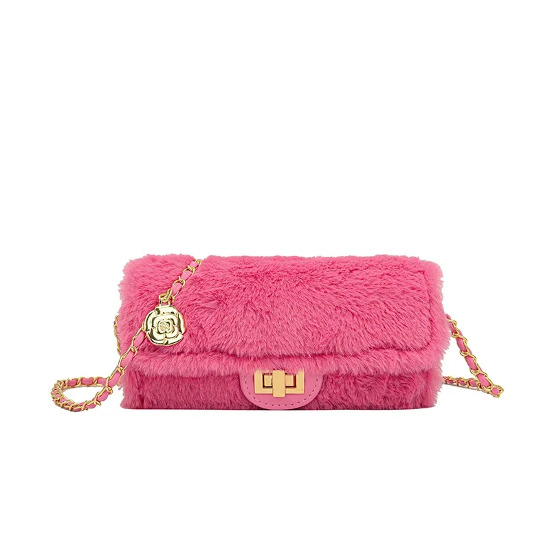 

Winter Plush Shoulder Bags for Women Luxury Brand Underarm Bag Luxury Chain Crossbody Bag Cute Purses and Handbags