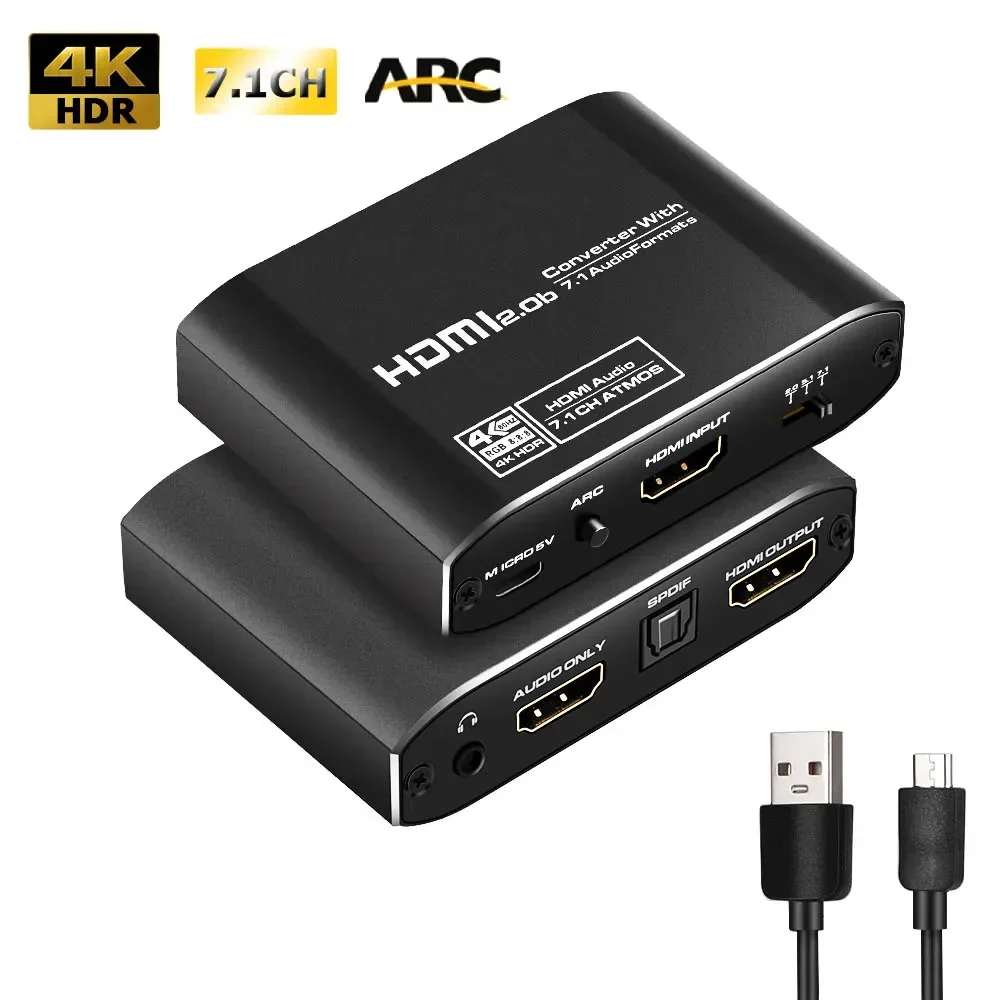 Convertitore Video Estrattore Audio Hdmi 4K @ 60Hz Hdmi2.0B Hdr Arc Con Audio Coassiale Spdif 7.1Ch Per Amplificatore Monitor Ps4 Pc A Tv