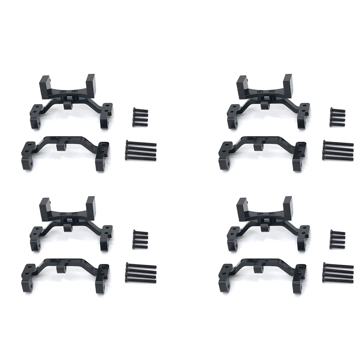 BAAU 4X for MN D90 D91 D96 MN99S 1/12 RC Car Upgrade Parts Metal Pull Rod Base Seat & Axle Up Servo Bracket Mount,Black