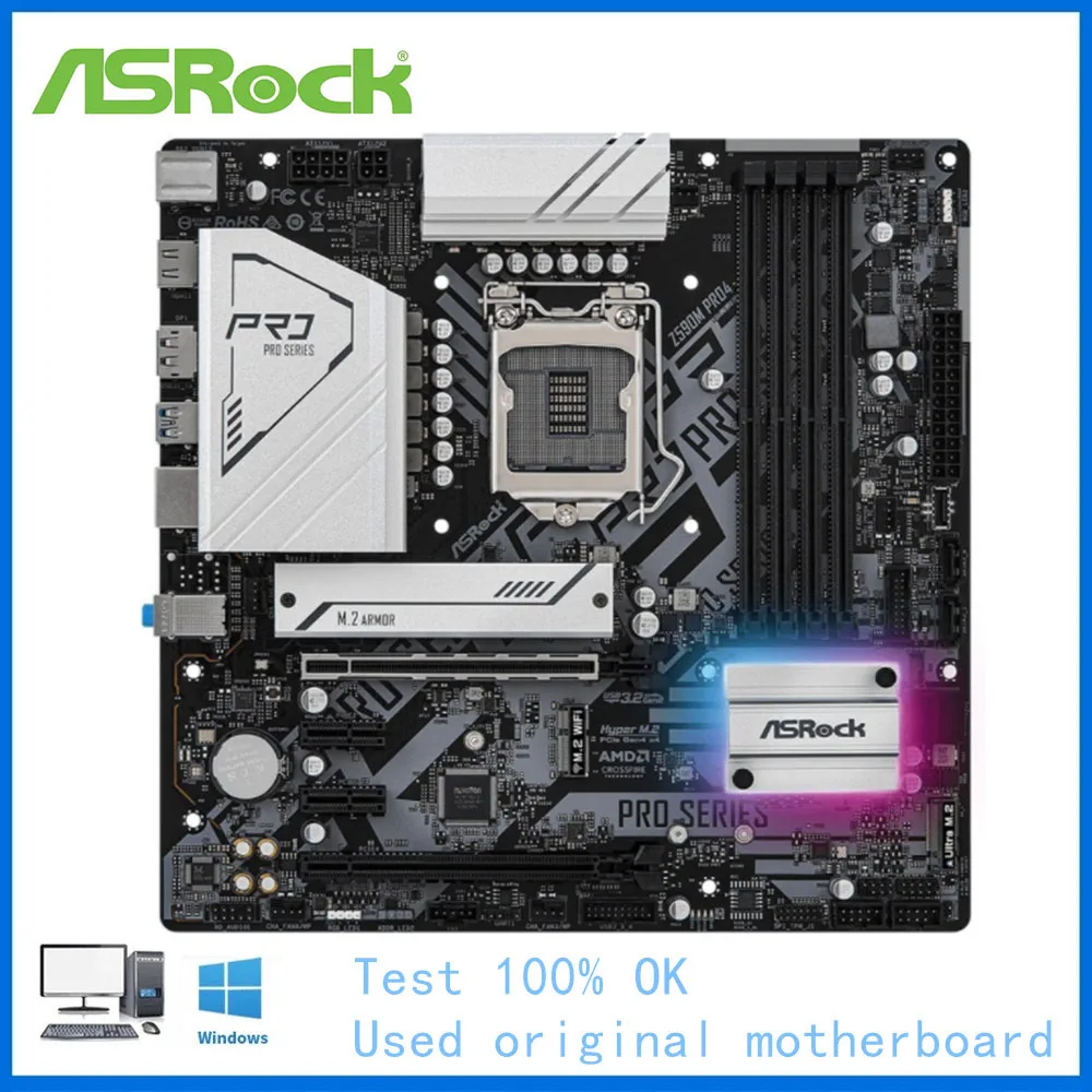 Z590 Utilizzato Per La Scheda Madre Desktop Asrock Z590M Pro4 Socket Lga1200 Ddr4 Supporto Per Scheda Madre 11Th 10Th Gen 11900K 10700K