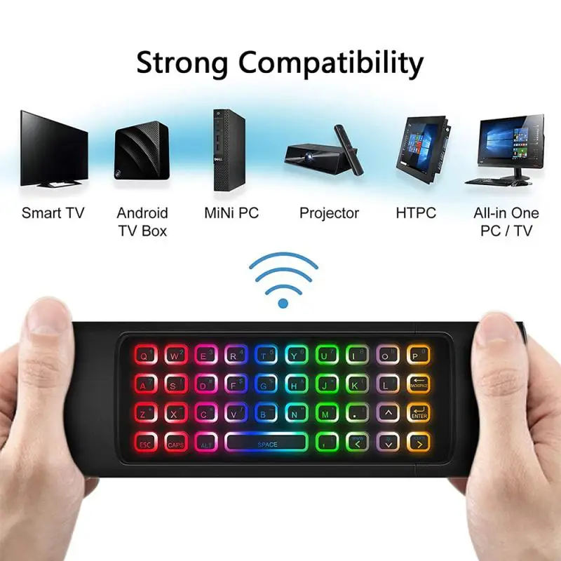 

Rgb Backlight Design 124 Grams Wireless Remote Easy Navigation 173 * 53 * 18mm Customizable Keyboard Convenient Control