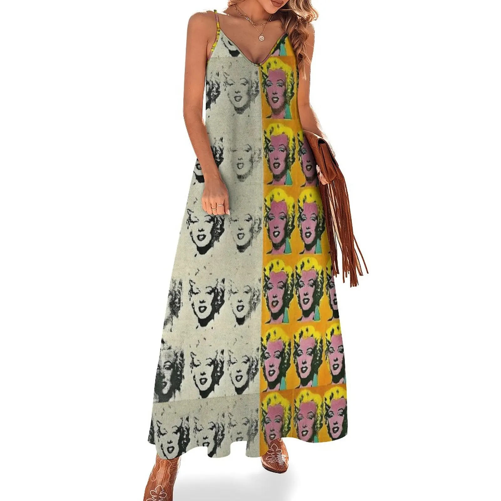 Marilyn Monroe | Andy Warhol Marilyn Diptych Pop Art Abito Senza Maniche Abbigliamento Abiti Estivi Femminili Abito Lungo