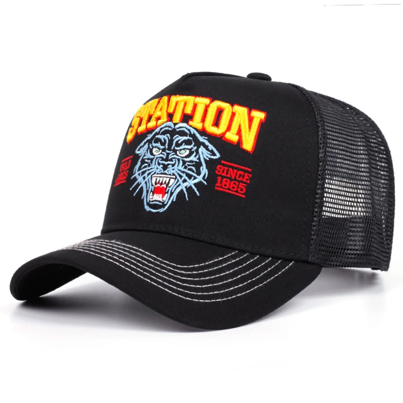 2025 Mode Neue STATION Tiger Kopf Personalisierte LKW Hut Street Dance Hip Hop Hut Täglich Radfahren Sonnenschirm Baseball Hut Mesh Hut – Detail 3