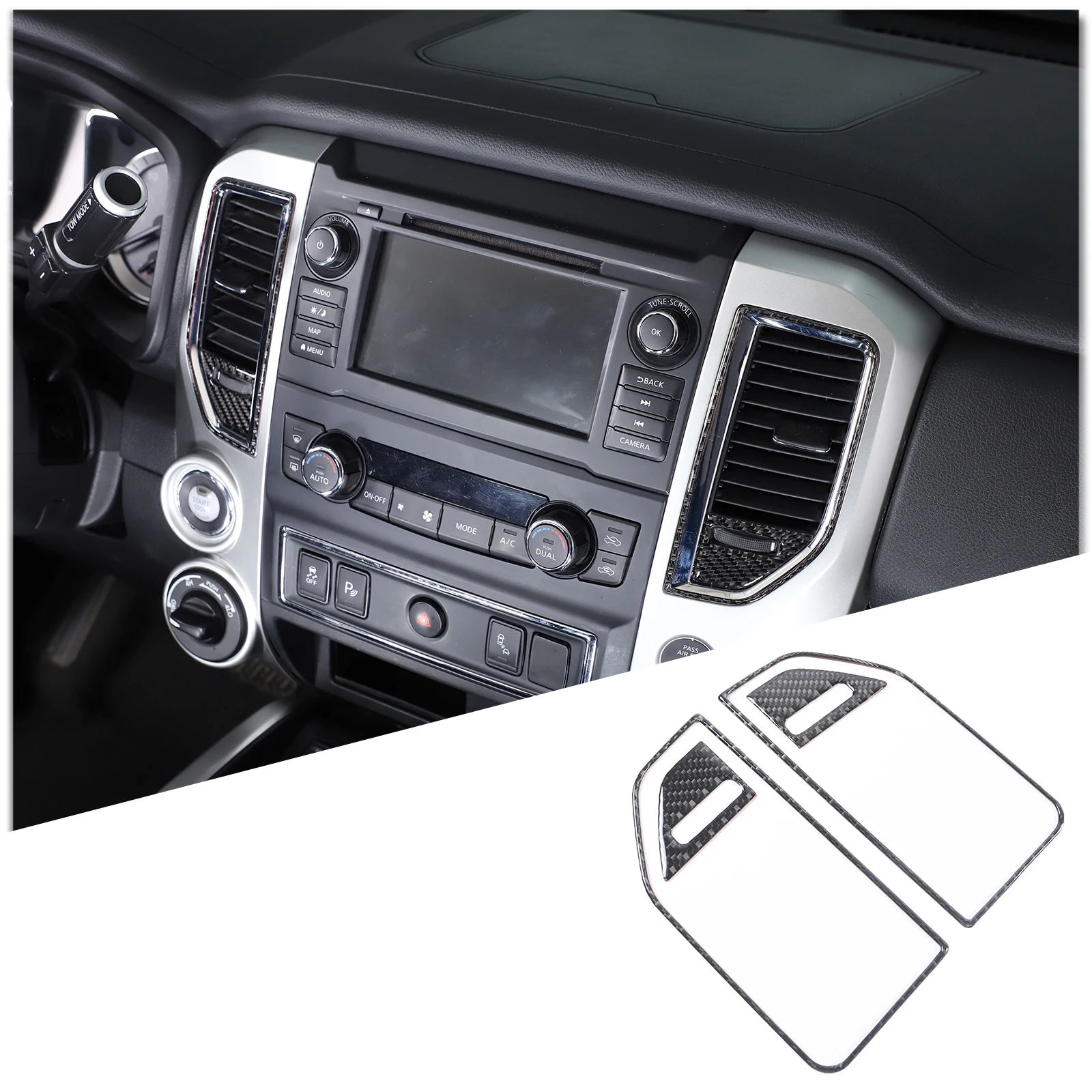 

For Nissan Titan 2016-2023 Soft Carbon Fiber Car Central Control Air Outlet Frame Panel Trim Sticker Accessories